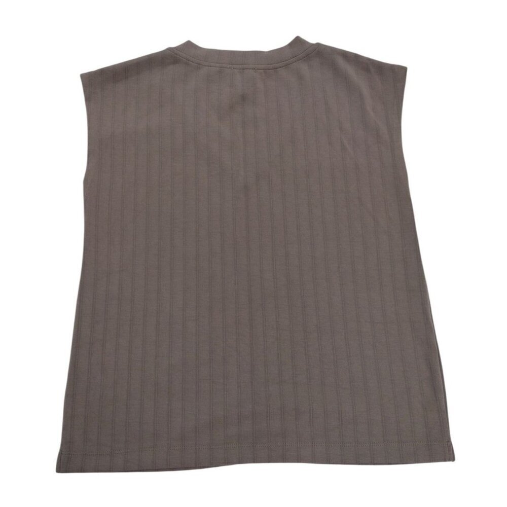 Elie Tahari Womens Sleeveless V-Neck Ribbed Knit Top M Taupe Polyester Blend. - Picture 2 of 6